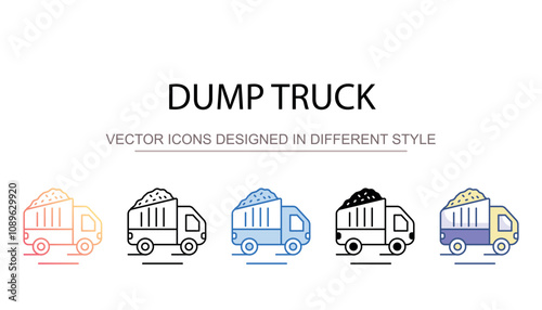 Dump Truck icon design with white background stock illustration