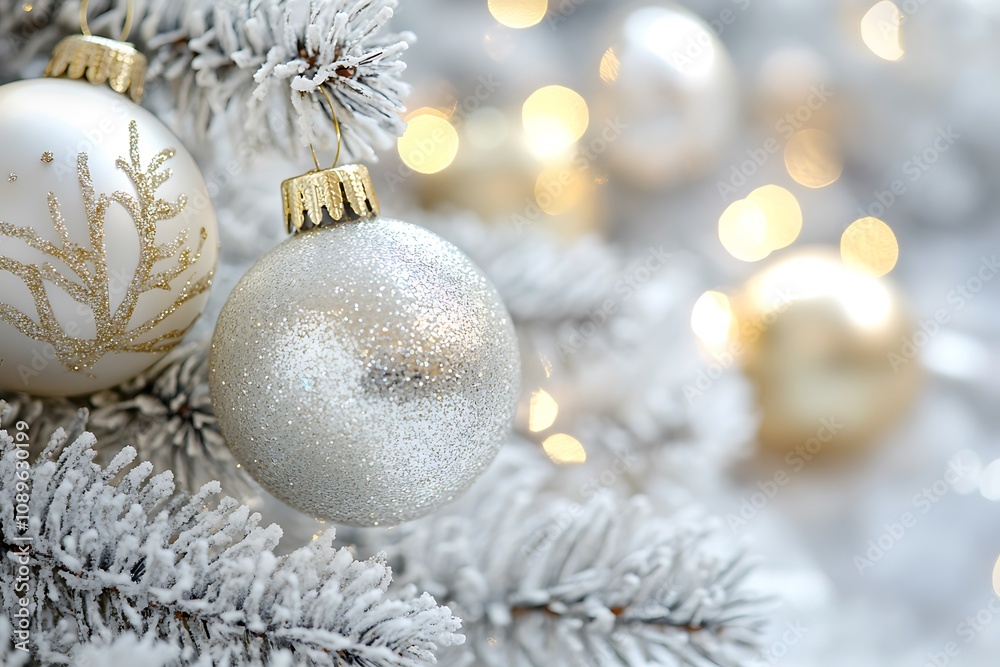 Subtle silver Christmas background with gold glimmers Subtle silver Christmas background with gold glimmers