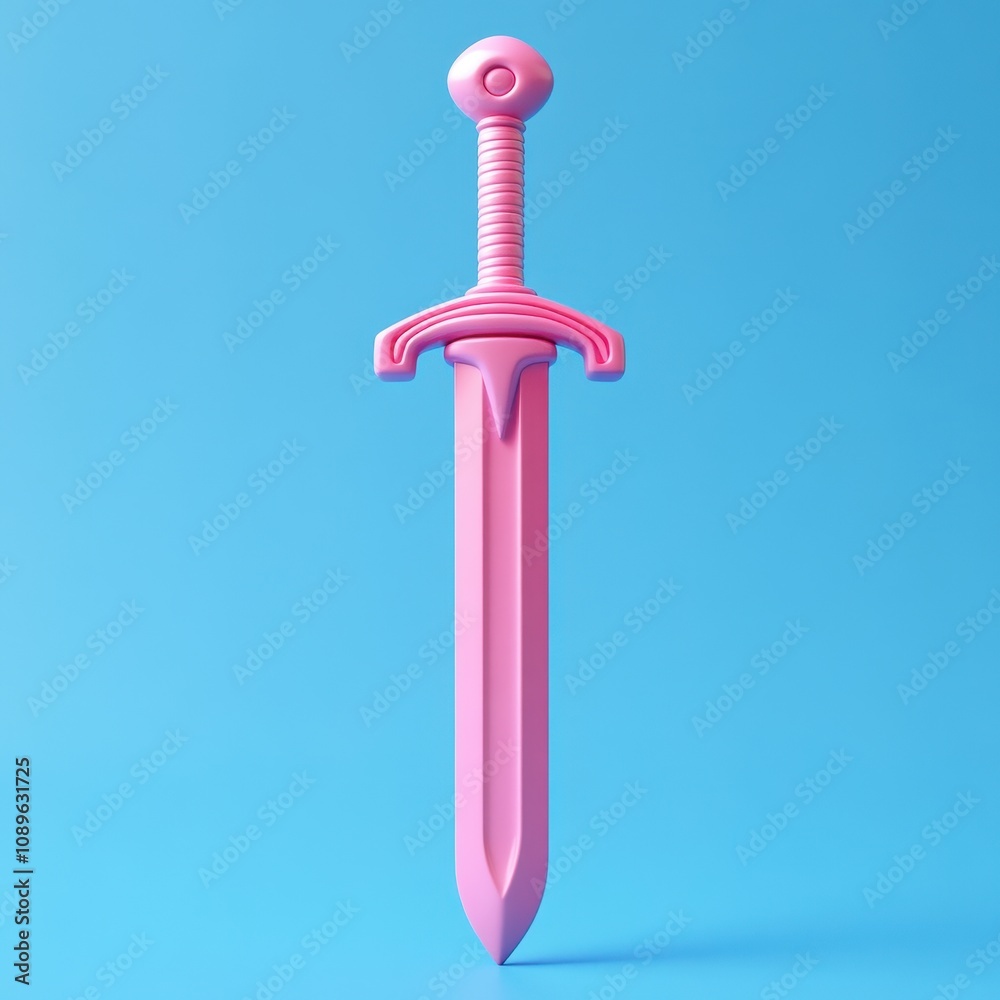 Iconic Pink Sword Against Striking Blue Background Iconic Pink Sword Against Striking Blue Background