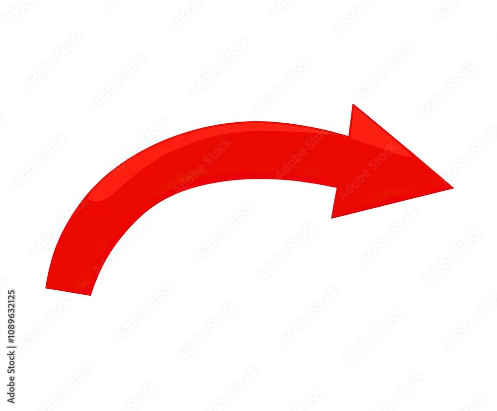 simple flat curved Right red arrow pictogram on a pure white background. vector 8k image simple flat curved Right red arrow pictogram on a pure white background. vector 8k image