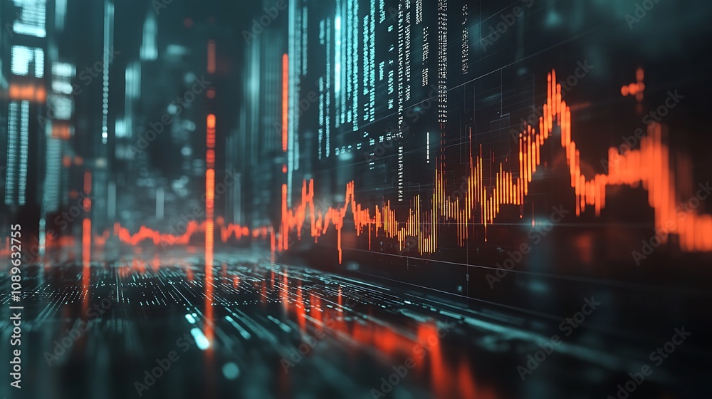 Digital currency charts glowing on a sleek futuristic business backdrop Digital currency charts glowing on a sleek futuristic business backdrop