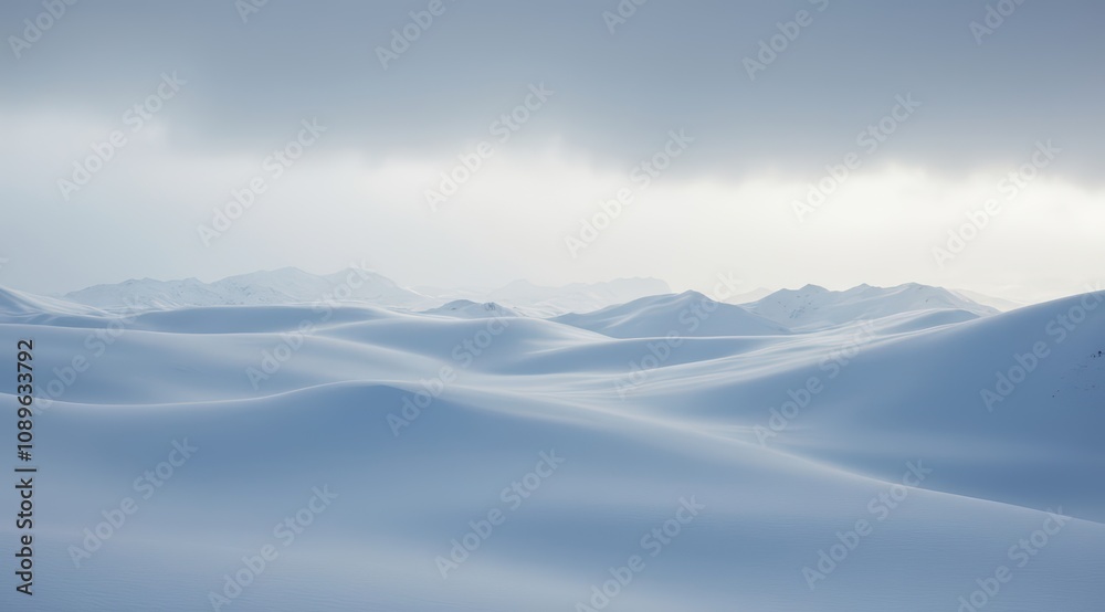 Serene winter landscape with soft snow drifts Serene winter landscape with soft snow drifts