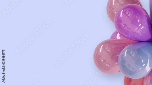 3d animation, abstract background with colorful bull geometric shapes. Looping animation. 