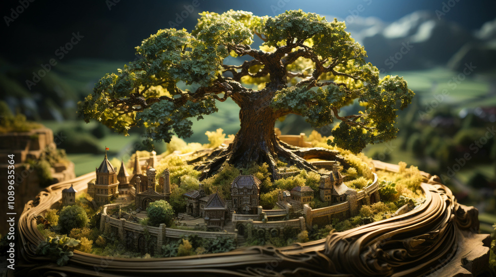 Obraz premium A fantasy tree growing out of the ground