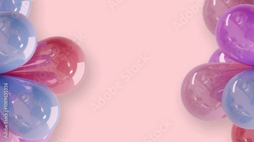 3d animation, abstract background with colorful bull geometric shapes. Looping animation. 