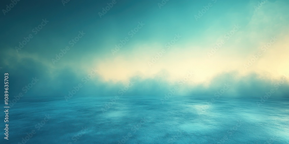 Fototapeta premium Serene Teal Sky Over Calm Ocean Surface