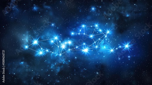 A constellation of stars connected by lines in the night sky, creating a celestial pattern.