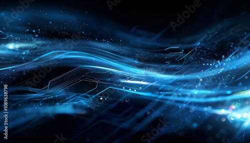 abstract technology background with blue waves