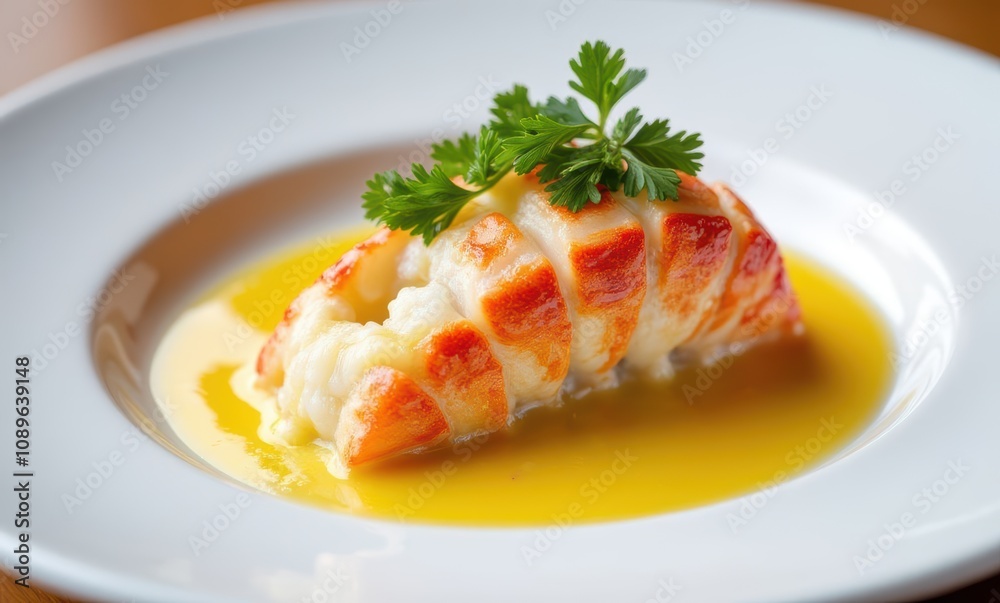 Succulent lobster tail with lemon sauce Succulent lobster tail with lemon sauce