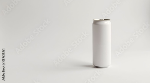 single mockup of blank low-calorie hydration drink can on a plain background, emphasizing its sleek design and label, making it suitable for branding in the wellness industry. photo