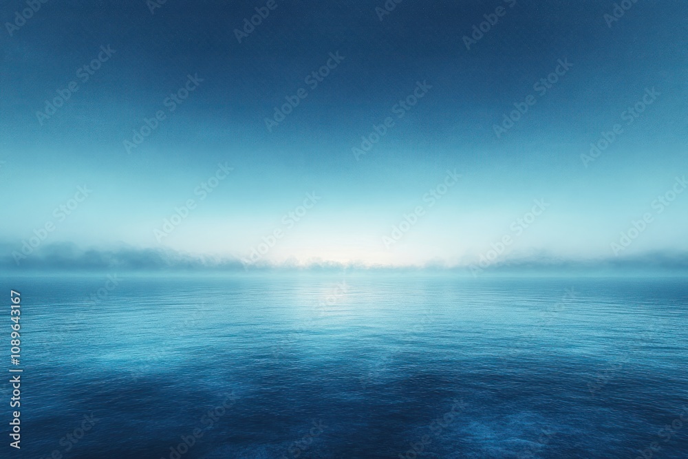 Fototapeta premium Serene Ocean Mist A Calm Seascape Under A Blue Sky