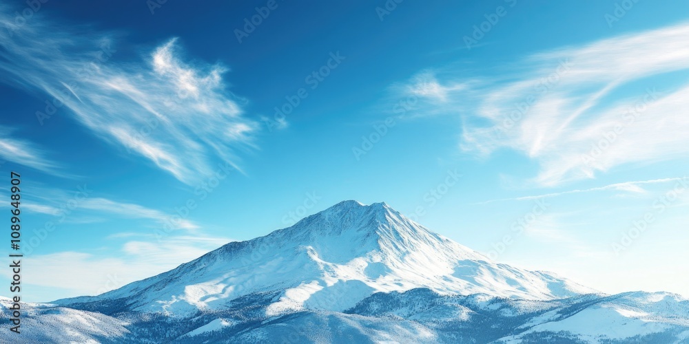 Snowy mountain with cloudy sky Snowy mountain with cloudy sky