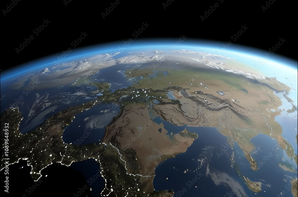 High Resolution Satellite View of Middle Eastern Region with Geographic Details High Resolution Satellite View of Middle Eastern Region with Geographic Details