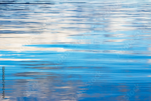 Reflections of Clouds in Ripples of Blue, Silver & White Ripples of Lake Water-Calming, Calm, Peaceful, Serene, Spa-like Feeling