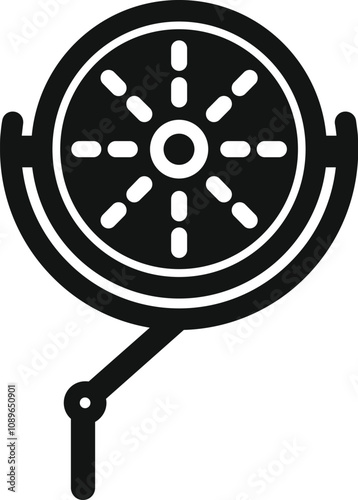 Black glyph icon of a surgical lamp, essential medical equipment found in operating rooms, providing focused light during procedures