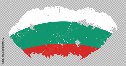Bulgaria national flag with distressed stroke brush effect on isolated background