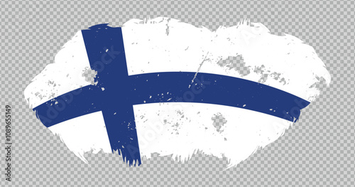 Finland national flag with distressed stroke brush effect on isolated background