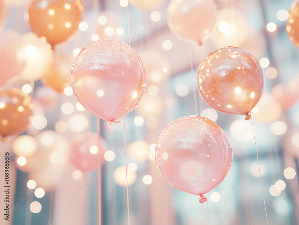 Close-up of elegant glass ornaments with soft pink hues, reflecting warm lights in a festive setting. The bokeh effect enhances the dreamy Christmas ambiance. Close-up of elegant glass ornaments with soft pink hues, reflecting warm lights in a festive setting. The bokeh effect enhances the dreamy Christmas ambiance.