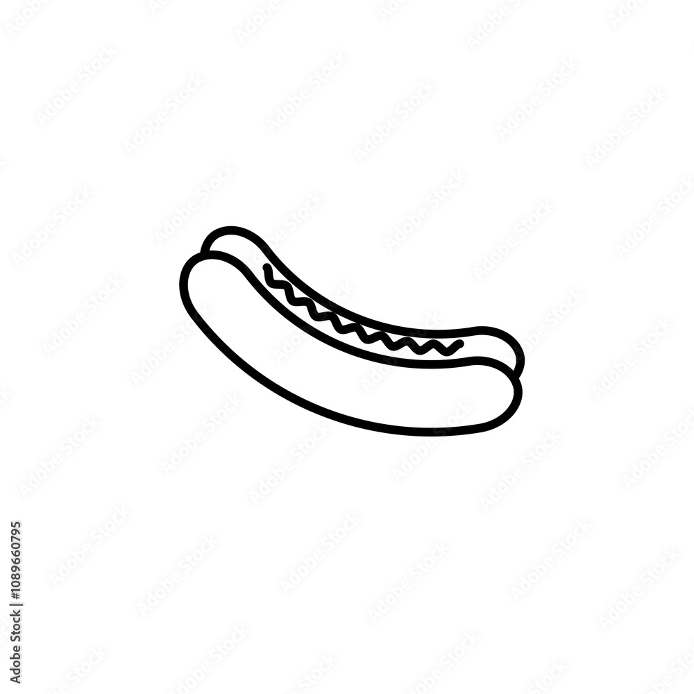 Hot dog thin line vector icon Hot dog thin line vector icon