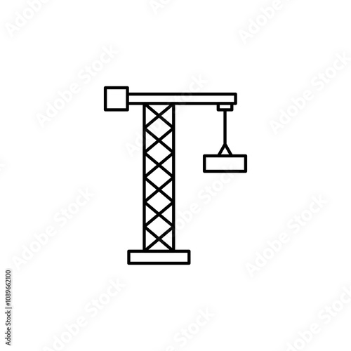 Construction crane thin line vector icon photo