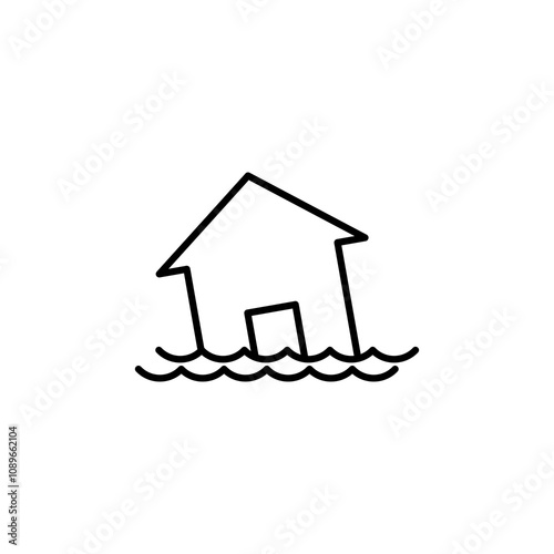 Flood thin line vector icon