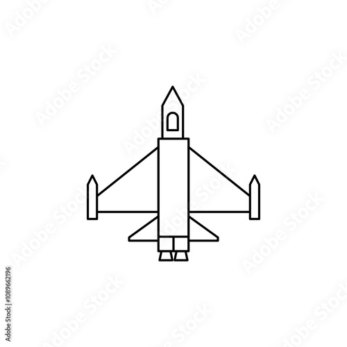Military aircraft thin line vector icon