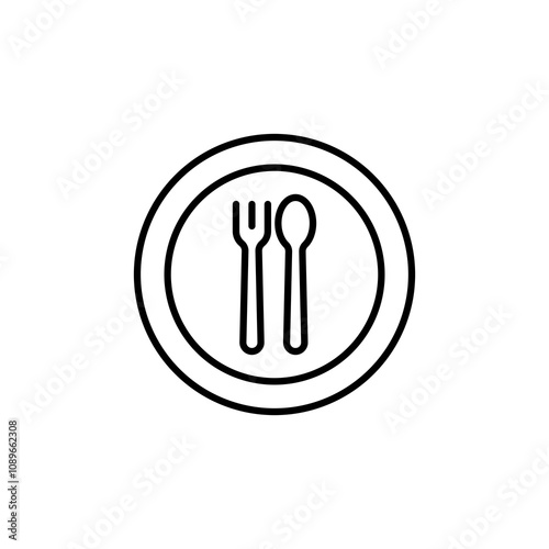 Spoon and fork thin line vector icon