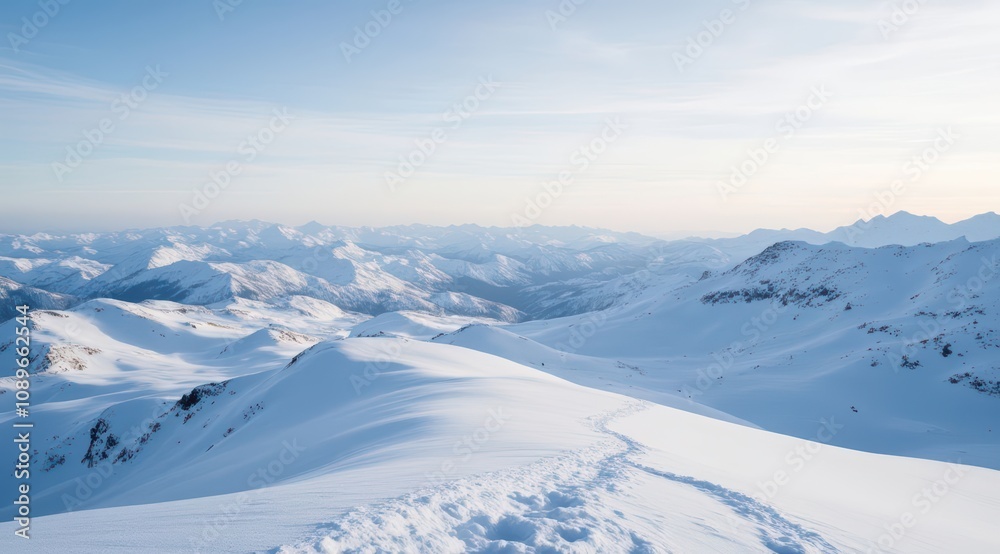 Expansive snowy mountain landscape Expansive snowy mountain landscape
