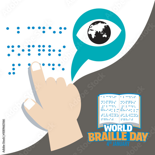 world braille day vector flat design
