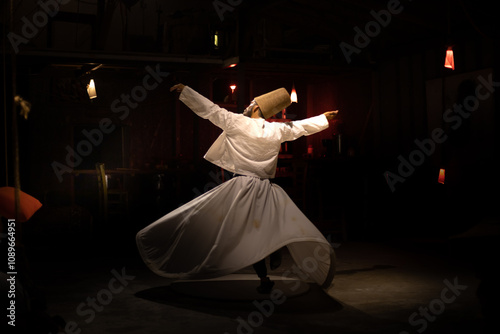 the image of a whirling Dervish in the darkness	
