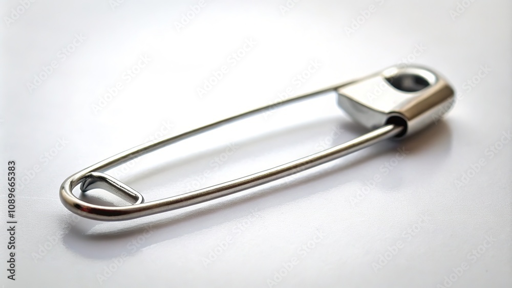 White minimalism meets everyday utility in a safety pin image. White minimalism meets everyday utility in a safety pin image.