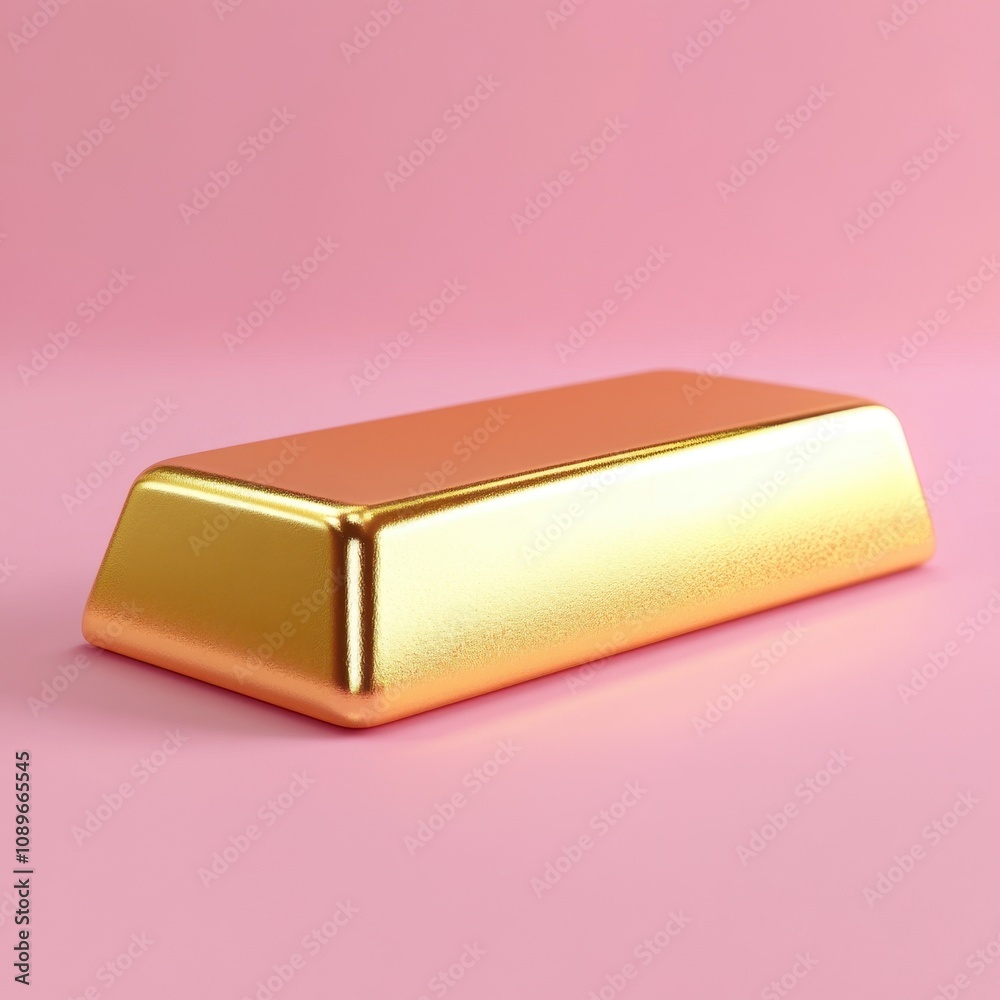Gleaming Gold Ingot on Vibrant Pink Background Gleaming Gold Ingot on Vibrant Pink Background
