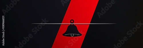 Dark charcoal and bright red split-screen banner with a Christmas bell silhouette spanning the sections, accented by a thin silver line and subtle shadow for depth, bold and modern
