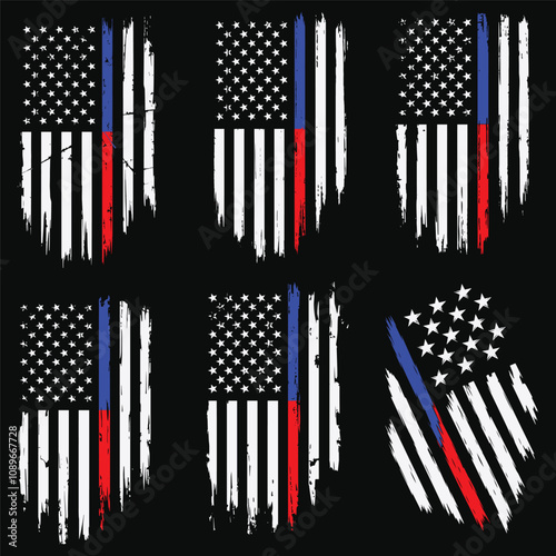 American Flag Thin Blue and Red Line svg photo