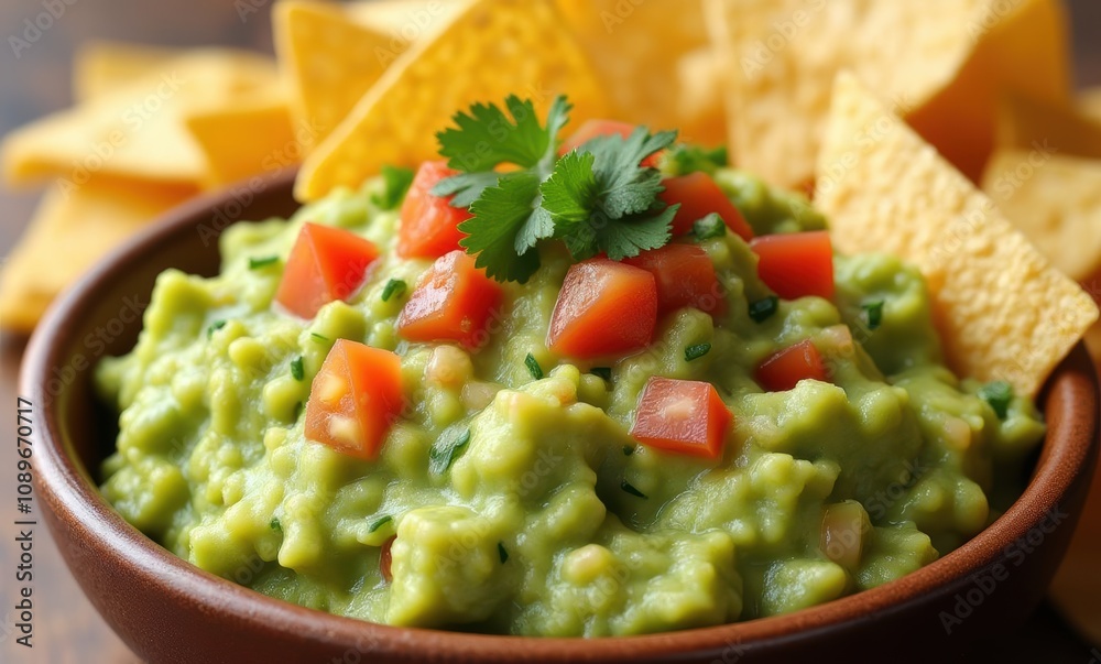 Fresh guacamole with tortilla chips Fresh guacamole with tortilla chips