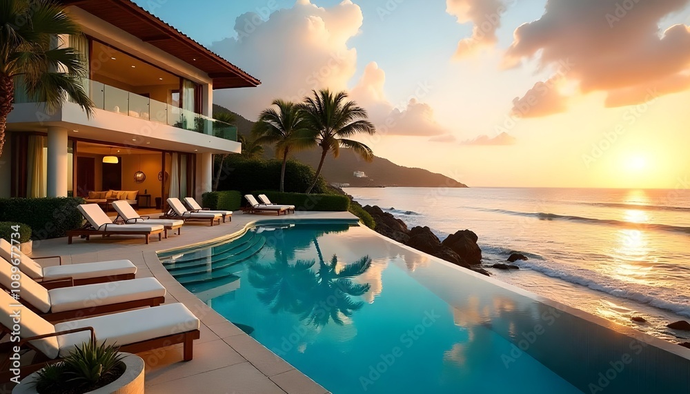 Fototapeta premium resort at sunset