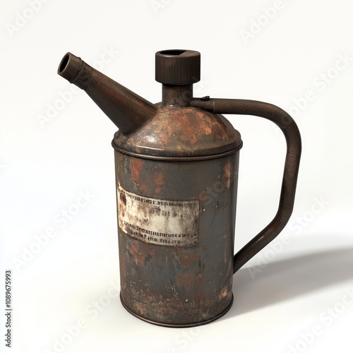 Rustic Vintage Oil Can with Handle Game Art Concept Isolated on White Background