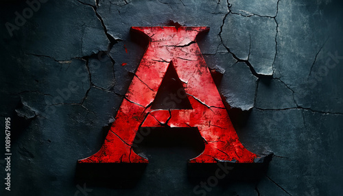 Red letter A. Brutal cracked logo