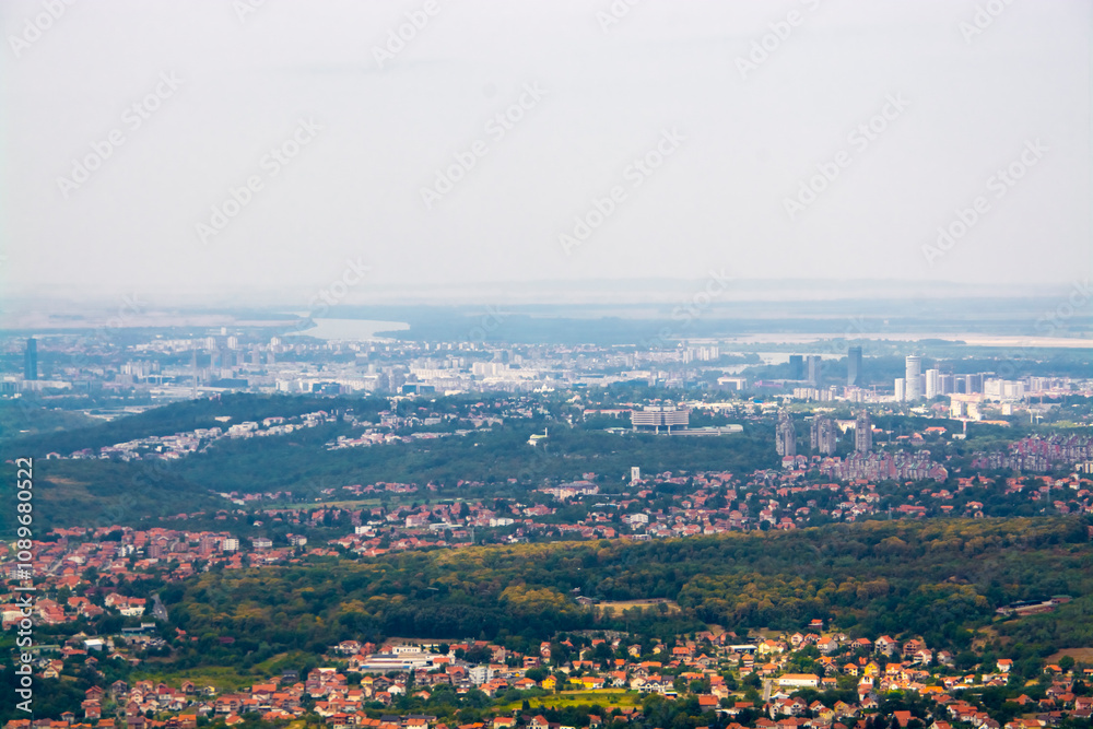 Landscape from the Avala tower on the mountain Landscape from the Avala tower on the mountain