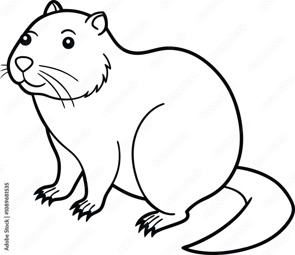 Obraz premium Beaver Line Art
