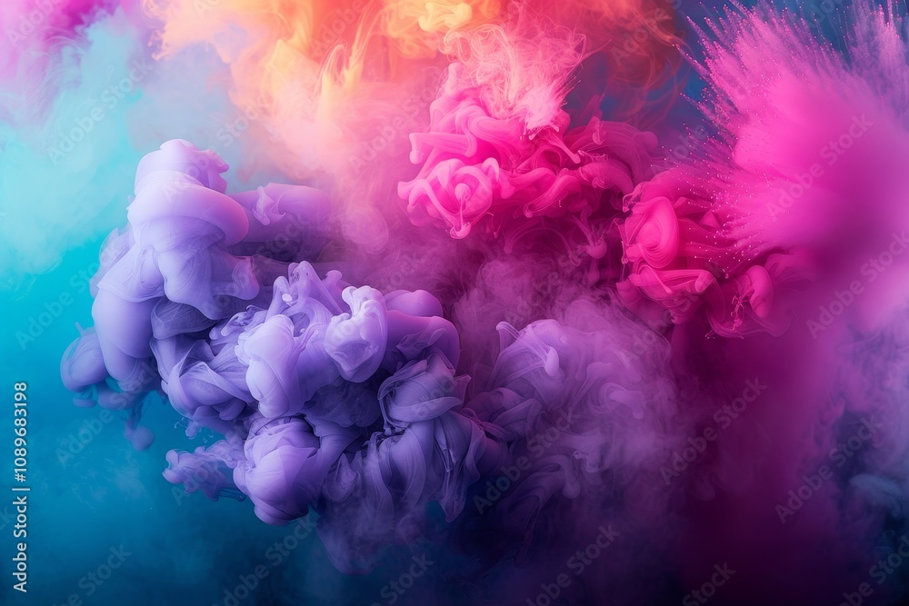 Colorful smoke swirls create an abstract design against a vibrant backdrop in a dynamic composition Colorful smoke swirls create an abstract design against a vibrant backdrop in a dynamic composition
