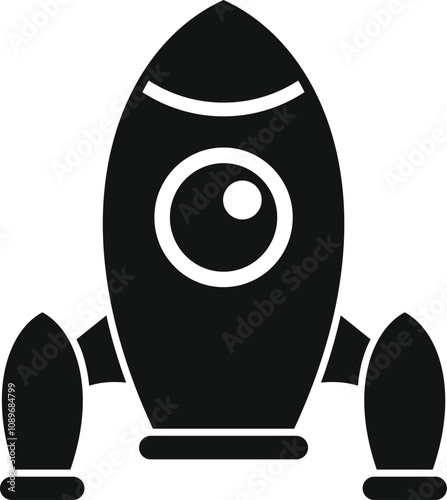Simple black and white spaceship is ready for interstellar travel