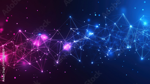 Abstract AI art with floating neon polygons over a minimalist dark background, futuristic mood. Trend, Trending, 2025