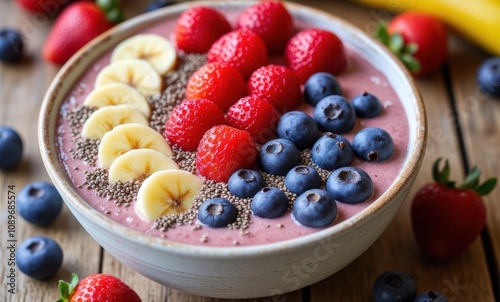 Vibrant fruit smoothie bowl with berries