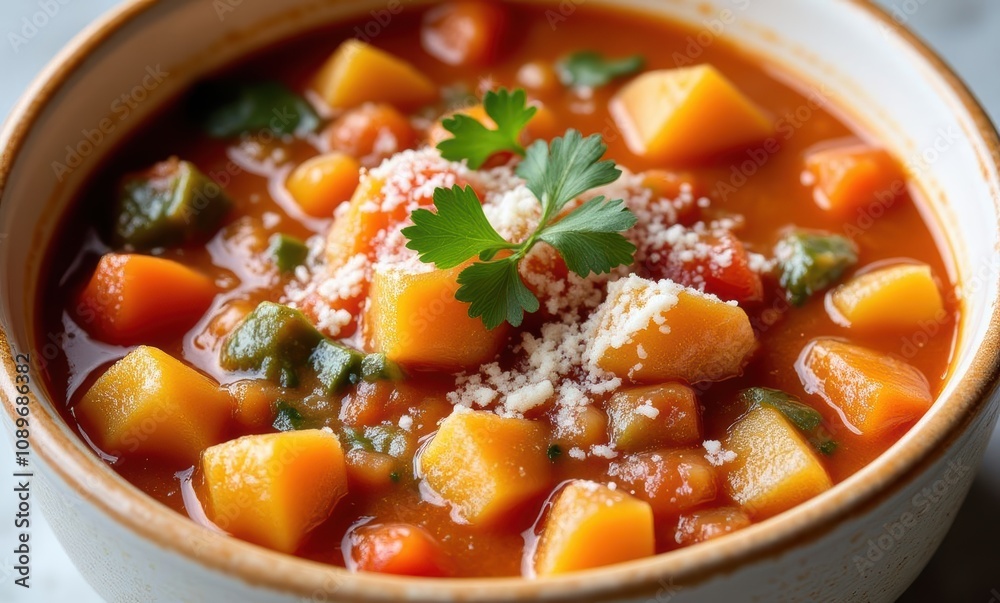 Colorful vegetable soup with fresh herbs. Colorful vegetable soup with fresh herbs.