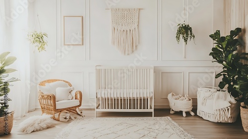 Beautiful Colored Mockup Bedroom Interior Blank Poster Decoration Art Background Image, generative AI