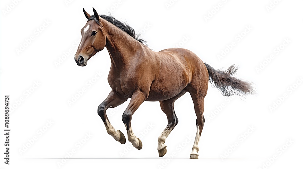 Obraz premium Powerful horse rearing dynamic pose isolated for design projects image
