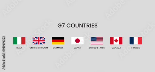 G7 Member Countries  flag design vector illustration. photo