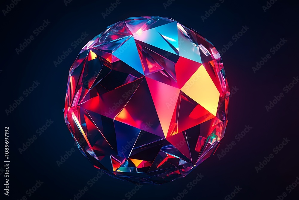 Abstract polygonal globe glowing with vibrant tech-inspired details Abstract polygonal globe glowing with vibrant tech-inspired details