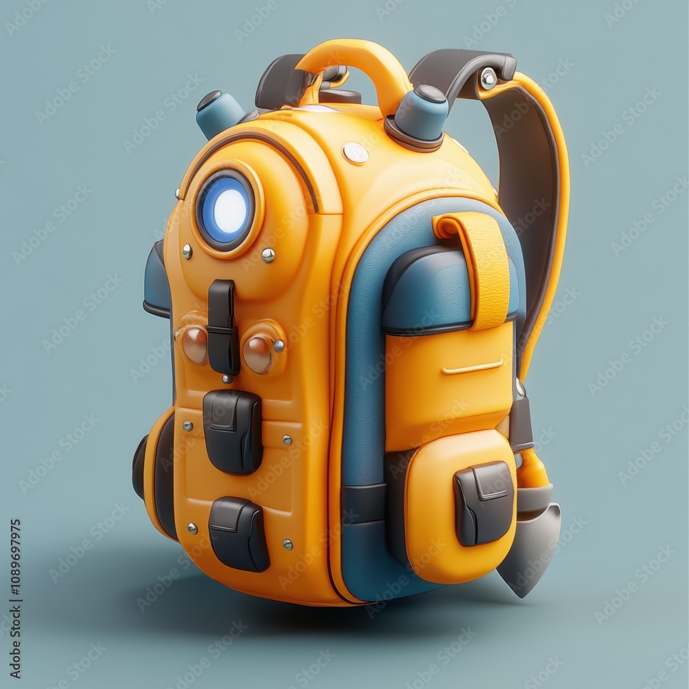 Fototapeta premium Futuristic Backpack: A Vibrant Exploration of Innovation